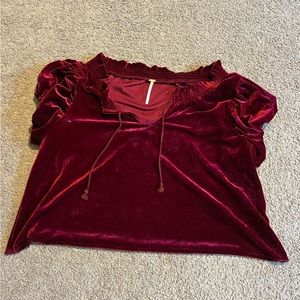 Red velvet blouse